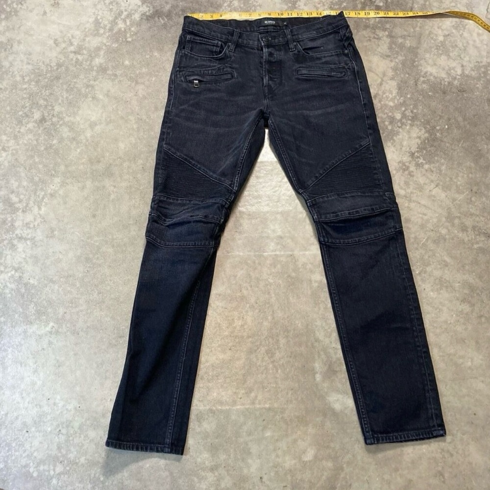 Hudson Jeans Mens 33 Blinder Biker‎ Moto Black Cotton Blend Denim Button Fly